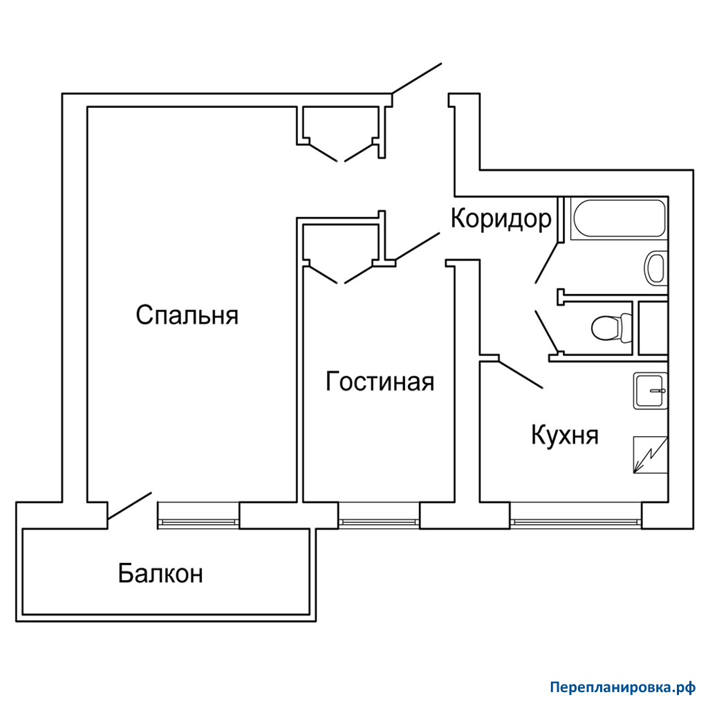планировка двухкомнатной квартиры и-209а (вариант №3)